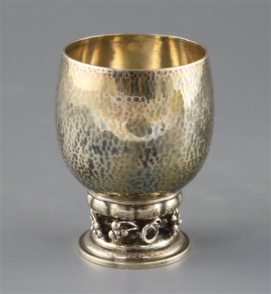 A 1930s Danish Georg Jensen sterling silver cup, with fruiting vine foot, design no. 296, 6.5 oz.